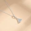 Wholesale Women's S925 Silver Microinlaid Diamond Fanshaped Necklace With Geometric Style