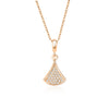 Wholesale Women's S925 Silver Microinlaid Diamond Fanshaped Necklace With Geometric Style
