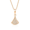 Wholesale Women's S925 Silver Microinlaid Diamond Fanshaped Necklace With Geometric Style