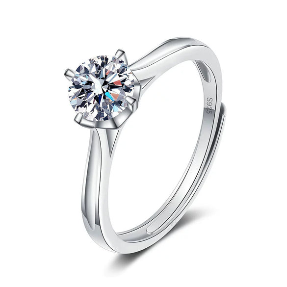 Wholesale Women's S925 Silver Moissanite Diamond Live Mouth Antiallergy Nonfading Geometric Ring With Electroplating