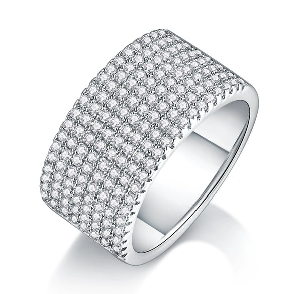 Wholesale Women's S925 Silver Moissanite Geometric Fashion Ring With Diamond Setting