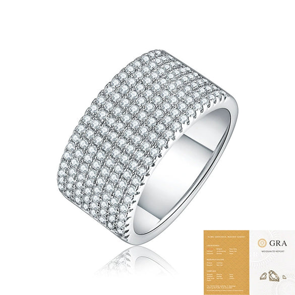 Wholesale Women's S925 Silver Moissanite Geometric Fashion Ring With Diamond Setting
