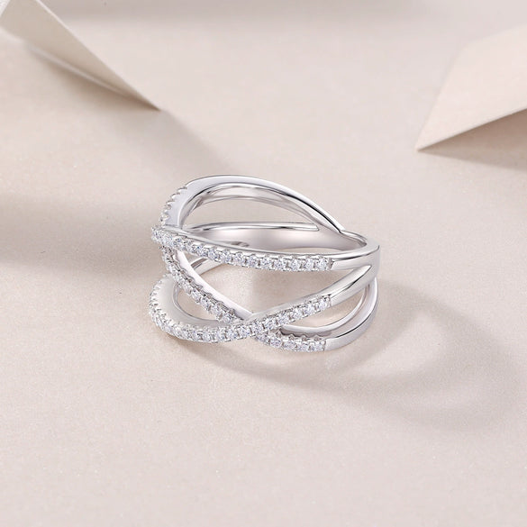 Wholesale Women's S925 Silver Moissanite Geometric Ring Set With Diamonds Fashion Style