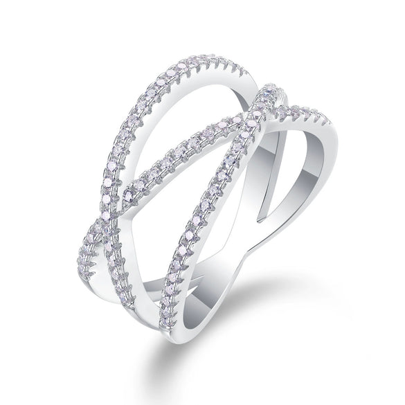 Wholesale Women's S925 Silver Moissanite Geometric Ring Set With Diamonds Fashion Style
