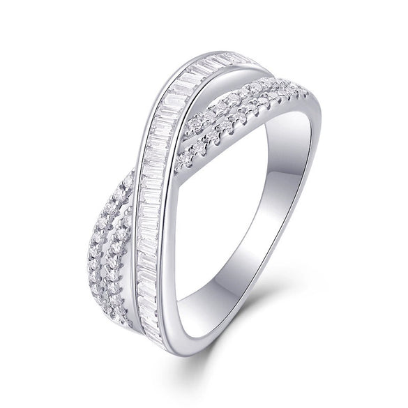 Wholesale Women's S925 Silver Moissanite Inlaid Geometric Ushaped Ring