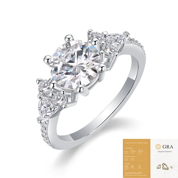 Wholesale Women's S925 Silver Moissanite Luxury Inlaid Geometric Fashion Ring