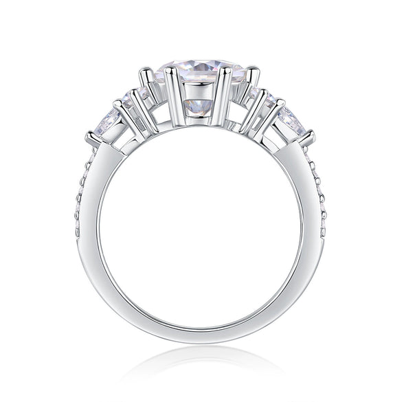 Wholesale Women's S925 Silver Moissanite Luxury Inlaid Geometric Fashion Ring