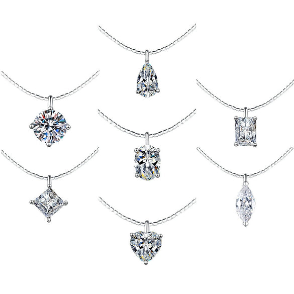 Wholesale Women's S925 Silver Moissanite Pendant Clavicle Chain With Detachable Geometric Pattern And Diamond Set Design