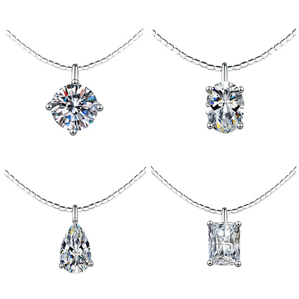 Wholesale Women's S925 Silver Moissanite Pendant Clavicle Chain With Detachable Geometric Pattern And Diamond Set Design