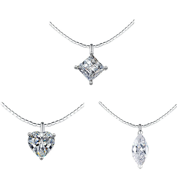 Wholesale Women's S925 Silver Moissanite Pendant Clavicle Chain With Detachable Geometric Pattern And Diamond Set Design