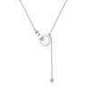 Wholesale Women's S925 Silver Necklace With Geometric Moissanite Ring Pendant And Cross Chain Electroplated Simple Style