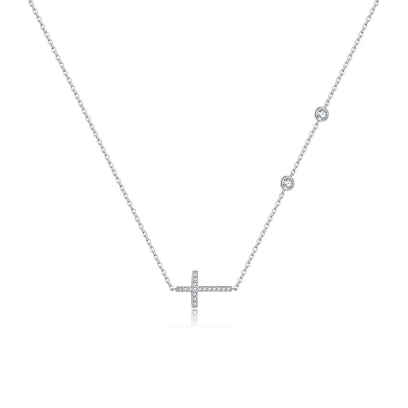 Wholesale Women's S925 Silver Necklace With 18K Gold Cross Simple Elegant Design Geometric Styling Platinum And 18K Gold Electroplated