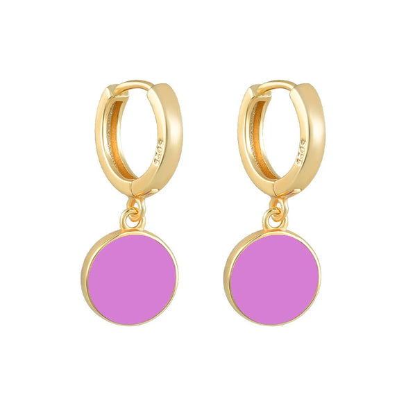 Wholesale Women's S925 Silver Needle And Copper Round Geometric Enamel Epoxy Dripping Oil Retro Palace Style Earrings