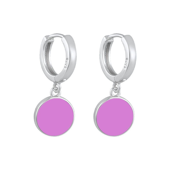Wholesale Women's S925 Silver Needle And Copper Round Geometric Enamel Epoxy Dripping Oil Retro Palace Style Earrings