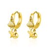 Wholesale Women's S925 Silver Needle And Copper Starfish Shell Geometric Ushaped Electroplated Earrings