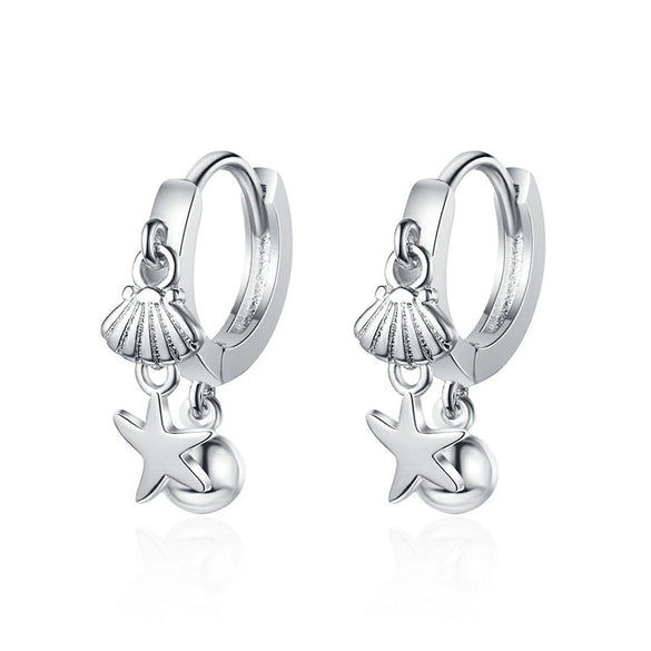 Wholesale Women's S925 Silver Needle And Copper Starfish Shell Geometric Ushaped Electroplated Earrings