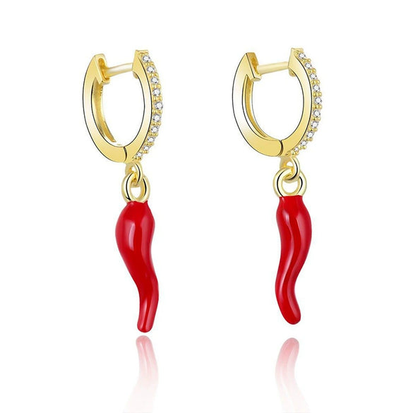 Wholesale Women's S925 Silver Needle Chili Geometric Earrings With Electroplating