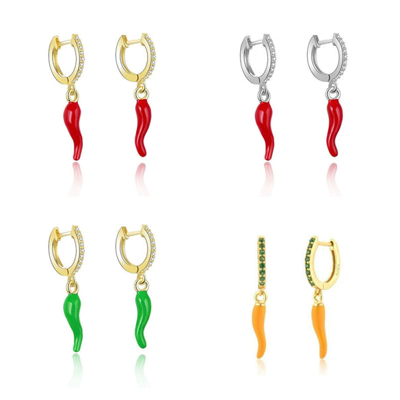 Wholesale Women's S925 Silver Needle Chili Geometric Earrings With Electroplating