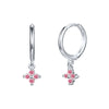 Wholesale Women's S925 Silver Needle Copper Earrings With Geometric Zirconiaembedded Colorful Flower Design