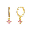 Wholesale Women's S925 Silver Needle Copper Earrings With Geometric Zirconiaembedded Colorful Flower Design