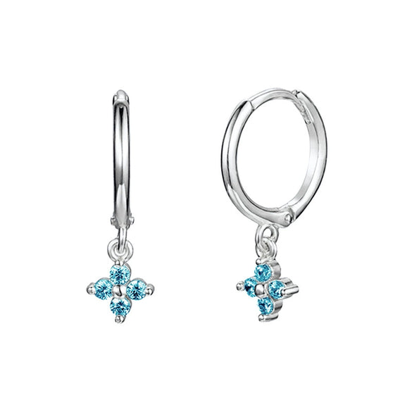 Wholesale Women's S925 Silver Needle Copper Earrings With Geometric Zirconiaembedded Colorful Flower Design