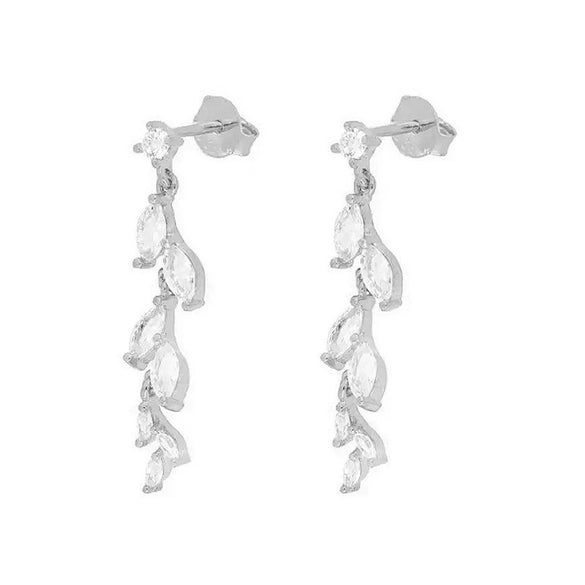 Wholesale Women's S925 Silver Needle Copper Earrings With Hot Diamond Long Tassel Chain Geometric U Shape Star Pattern Electroplated