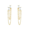 Wholesale Women's S925 Silver Needle Copper Earrings With Hot Diamond Long Tassel Chain Geometric U Shape Star Pattern Electroplated