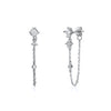 Wholesale Women's S925 Silver Needle Copper Earrings With Hot Diamond Long Tassel Chain Geometric U Shape Star Pattern Electroplated