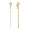 Wholesale Women's S925 Silver Needle Copper Earrings With Hot Diamond Long Tassel Chain Geometric U Shape Star Pattern Electroplated