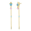 Wholesale Women's S925 Silver Needle Copper Earrings With Hot Diamond Long Tassel Chain Geometric U Shape Star Pattern Electroplated
