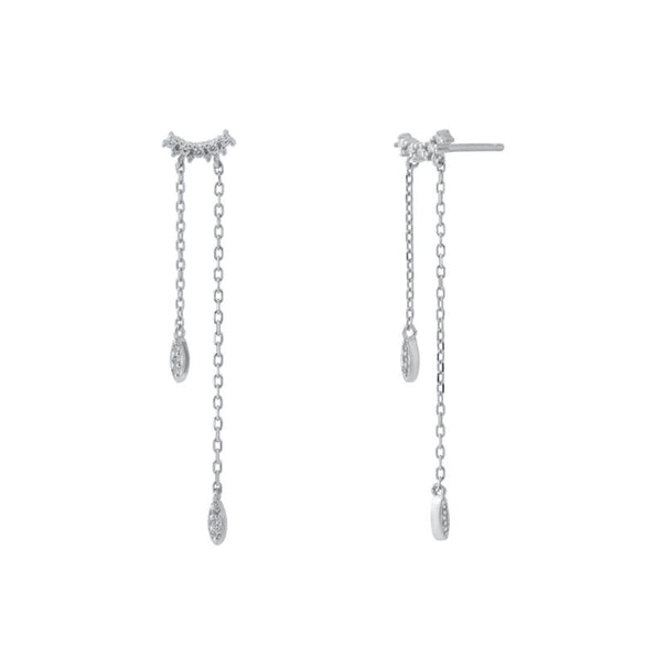 Wholesale Women's S925 Silver Needle Copper Earrings With Hot Diamond Long Tassel Chain Geometric U Shape Star Pattern Electroplated