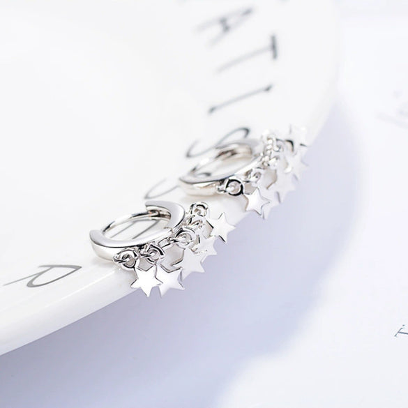 Wholesale Women's S925 Silver Needle Copper Star Geometric Constellation Electroplated Earrings