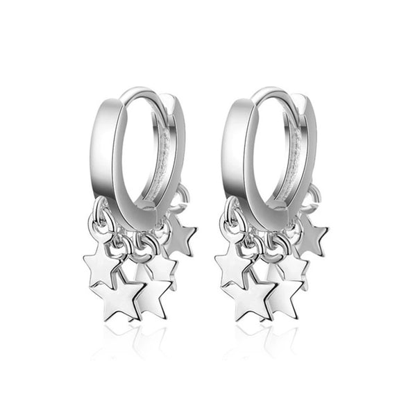 Wholesale Women's S925 Silver Needle Copper Star Geometric Constellation Electroplated Earrings