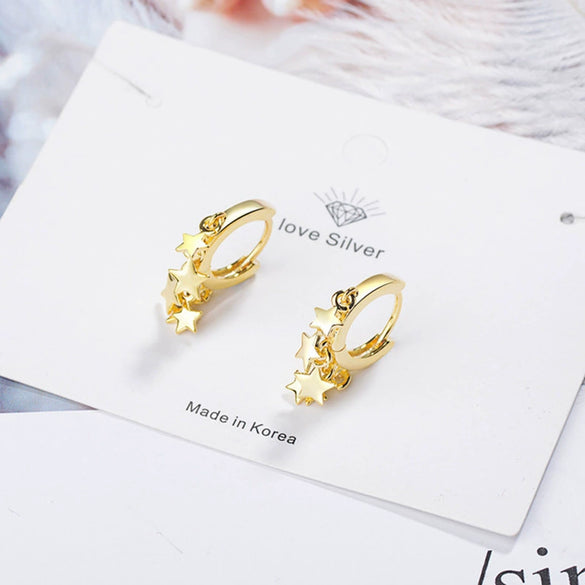 Wholesale Women's S925 Silver Needle Copper Star Geometric Constellation Electroplated Earrings