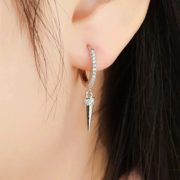 Wholesale Women's S925 Silver Needle Geometric Cone Micropaved Zircon Earrings