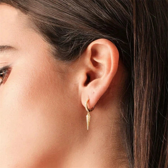 Wholesale Women's S925 Silver Needle Geometric Cone Micropaved Zircon Earrings
