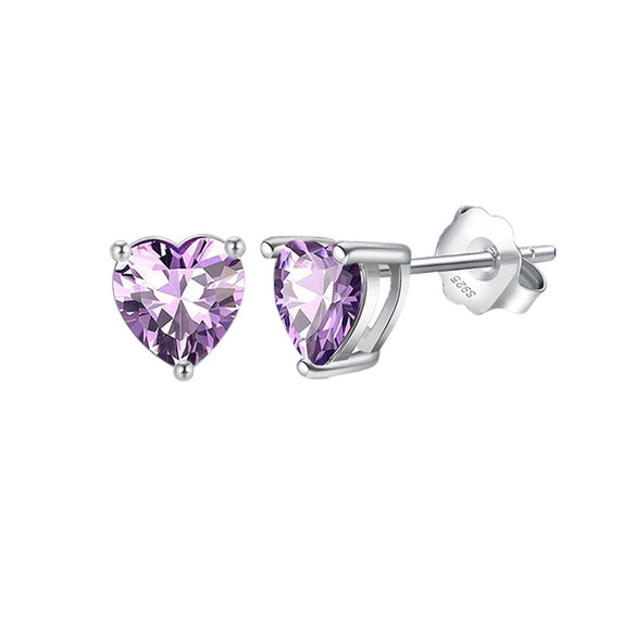 Wholesale Women's S925 Silver Needle Heartshaped Zircon Stud Earrings With Colorful Diamond And Geometric Design