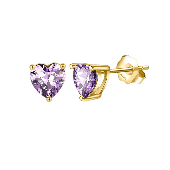 Wholesale Women's S925 Silver Needle Heartshaped Zircon Stud Earrings With Colorful Diamond And Geometric Design