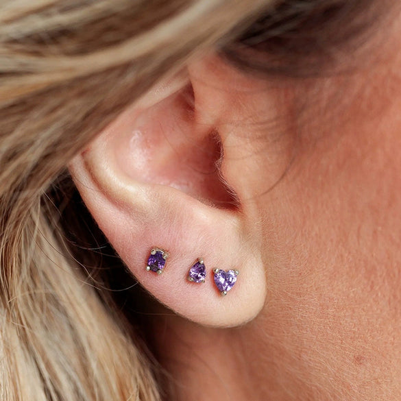 Wholesale Women's S925 Silver Needle Heartshaped Zircon Stud Earrings With Colorful Diamond And Geometric Design