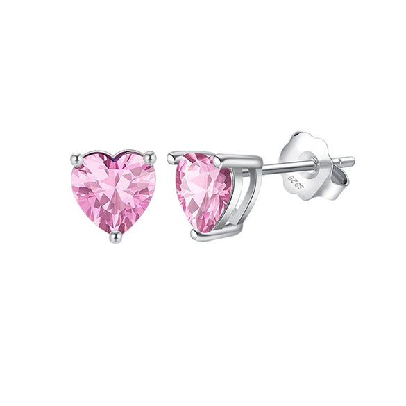 Wholesale Women's S925 Silver Needle Heartshaped Zircon Stud Earrings With Colorful Diamond And Geometric Design