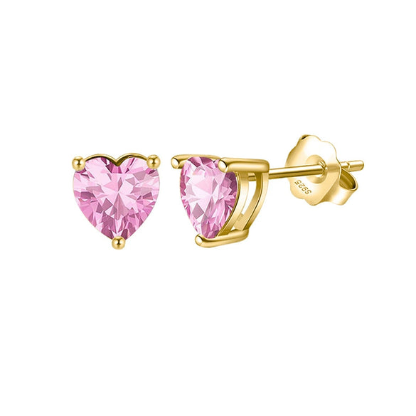 Wholesale Women's S925 Silver Needle Heartshaped Zircon Stud Earrings With Colorful Diamond And Geometric Design