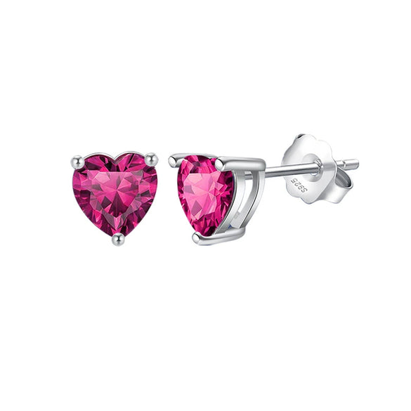 Wholesale Women's S925 Silver Needle Heartshaped Zircon Stud Earrings With Colorful Diamond And Geometric Design