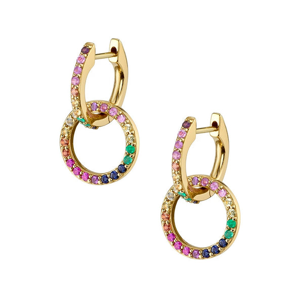 Wholesale Women's S925 Silver Needle Hollow Circle Geometric Double Ring Earrings With Diamond