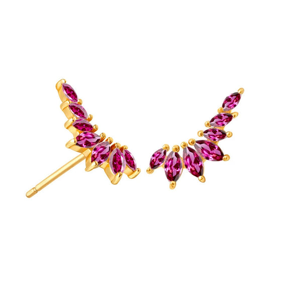 Wholesale Women's S925 Silver Needle Wingshaped Earrings With Colorful Zircon And Bow Design