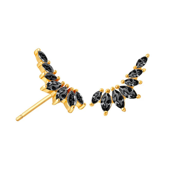 Wholesale Women's S925 Silver Needle Wingshaped Earrings With Colorful Zircon And Bow Design