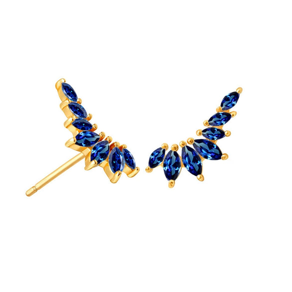 Wholesale Women's S925 Silver Needle Wingshaped Earrings With Colorful Zircon And Bow Design