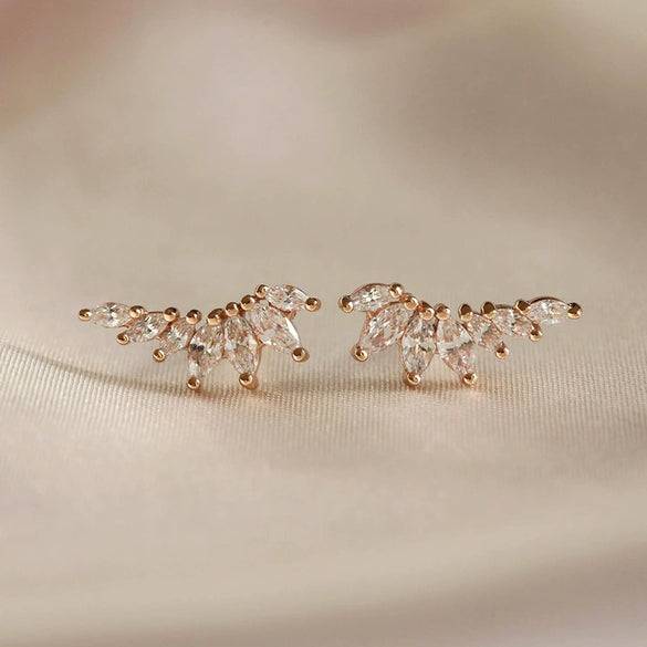 Wholesale Women's S925 Silver Needle Wingshaped Earrings With Colorful Zircon And Bow Design