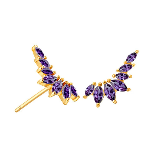 Wholesale Women's S925 Silver Needle Wingshaped Earrings With Colorful Zircon And Bow Design