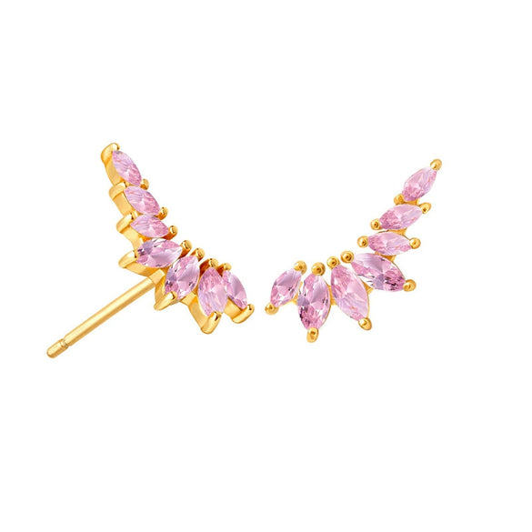 Wholesale Women's S925 Silver Needle Wingshaped Earrings With Colorful Zircon And Bow Design