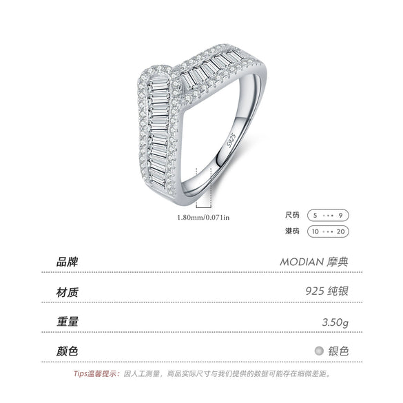 Wholesale Women's S925 Silver Niche Style Irregular Line Diamond Ring